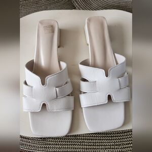 White Mules with Minimalist H-Strap Design